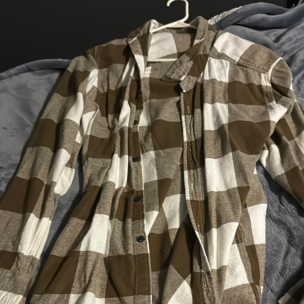 PacSun Brown and White Casual Button Down Shirt